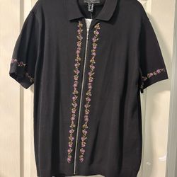 Zip Up Short Sleeve Sweater 