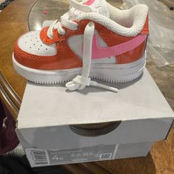 Force1 Kids Orange and Pink Sneakers Size 4C