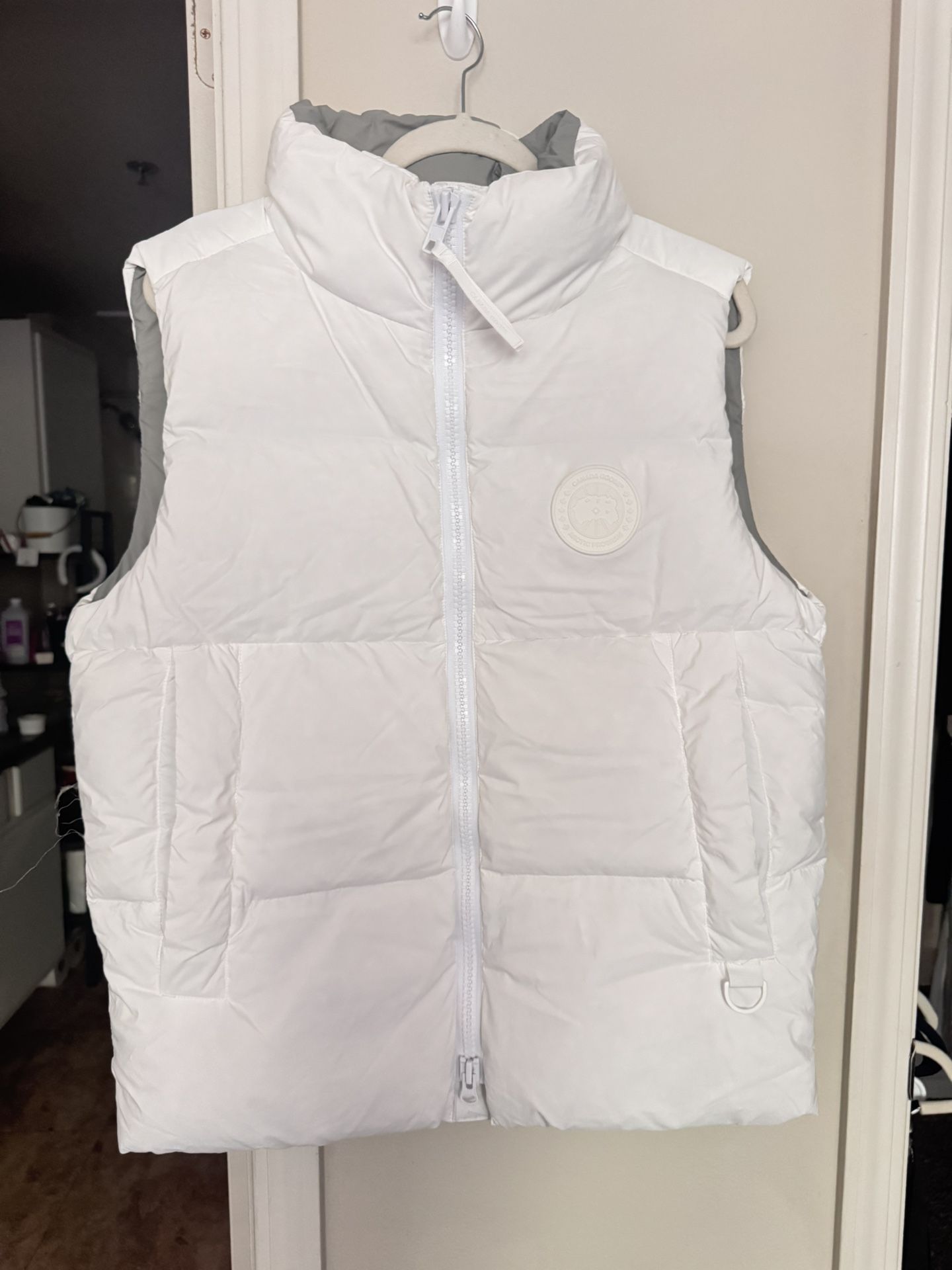 White puffer vest from Canada Goose