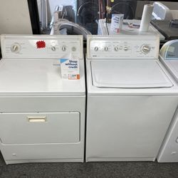 WHITE KENMORE TOP LOAD WASHER DRYER SET