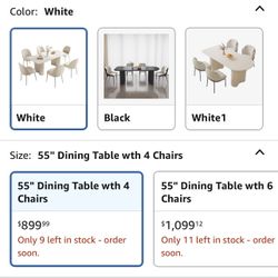 White Dining Table Set for 4