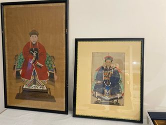 3 pieces antique chinese painting bigger frame