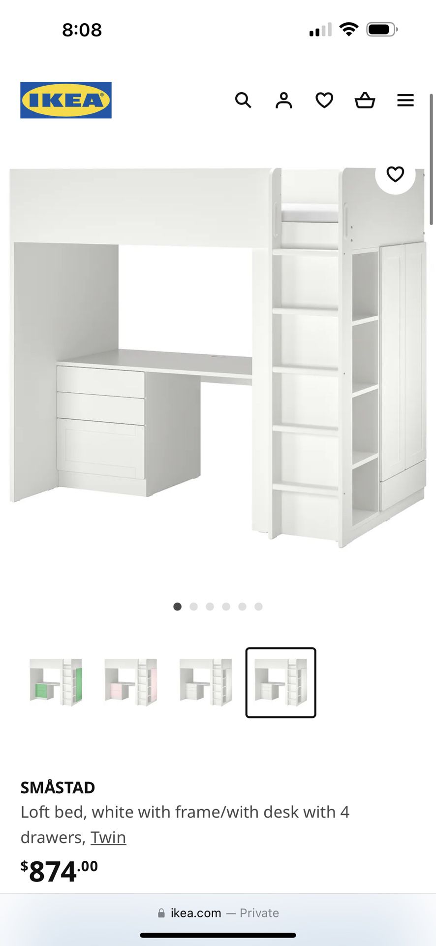 IKEA Twin Size Bunk Bed With Desk And Storage 