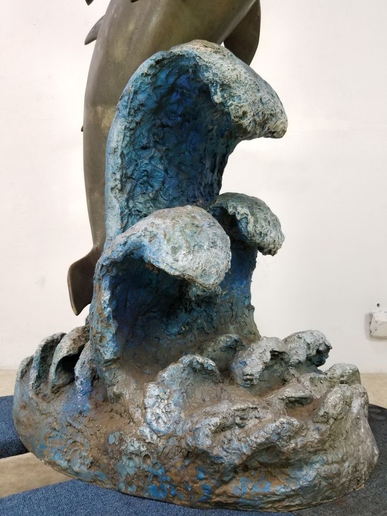monumental bronze Dolphins water fountain
