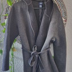 GAP Wool Bend Hooded Wrap Coat 