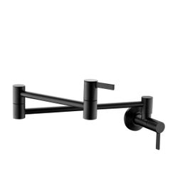 LUXIER Contemporary 2-Handle Wall-Mounted Pot Filler in Matte Black