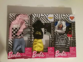 Lot 3 Barbie and Ken Doll Fashion packs Supergirl Batgirl Clothes
