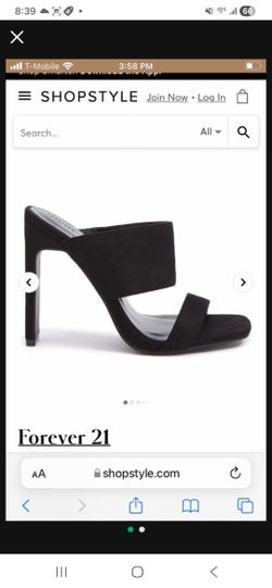 NEW Forever 21 XXI Women Black Suede Mule High Heels Sandals Size 6