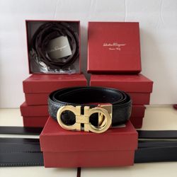 Ferragamo Men's Double-Gancini Reversible Leather Belt