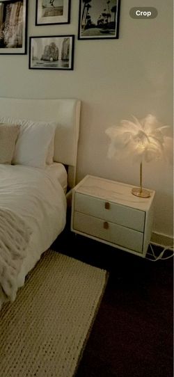 Stone Top 2-Drawer Leather Nightstand