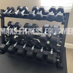 NEW DUMBBELL SET 5-50 WITH RACK 