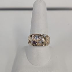 14kt Yellow Gold, .35ctw Diamond, Ruby, size 10, 7.40g,  Nugget Ring
