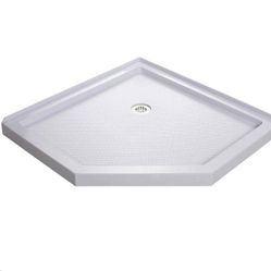 SlimLine 40 in. x 40 in. Neo-Angle Shower Pan Base in White New