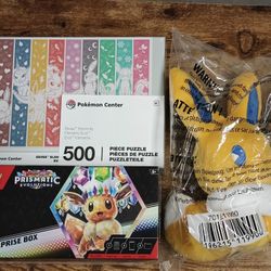 Pokemon Bundle Prismatic Evolutions Surprise box + Puzzle + Eevee plush