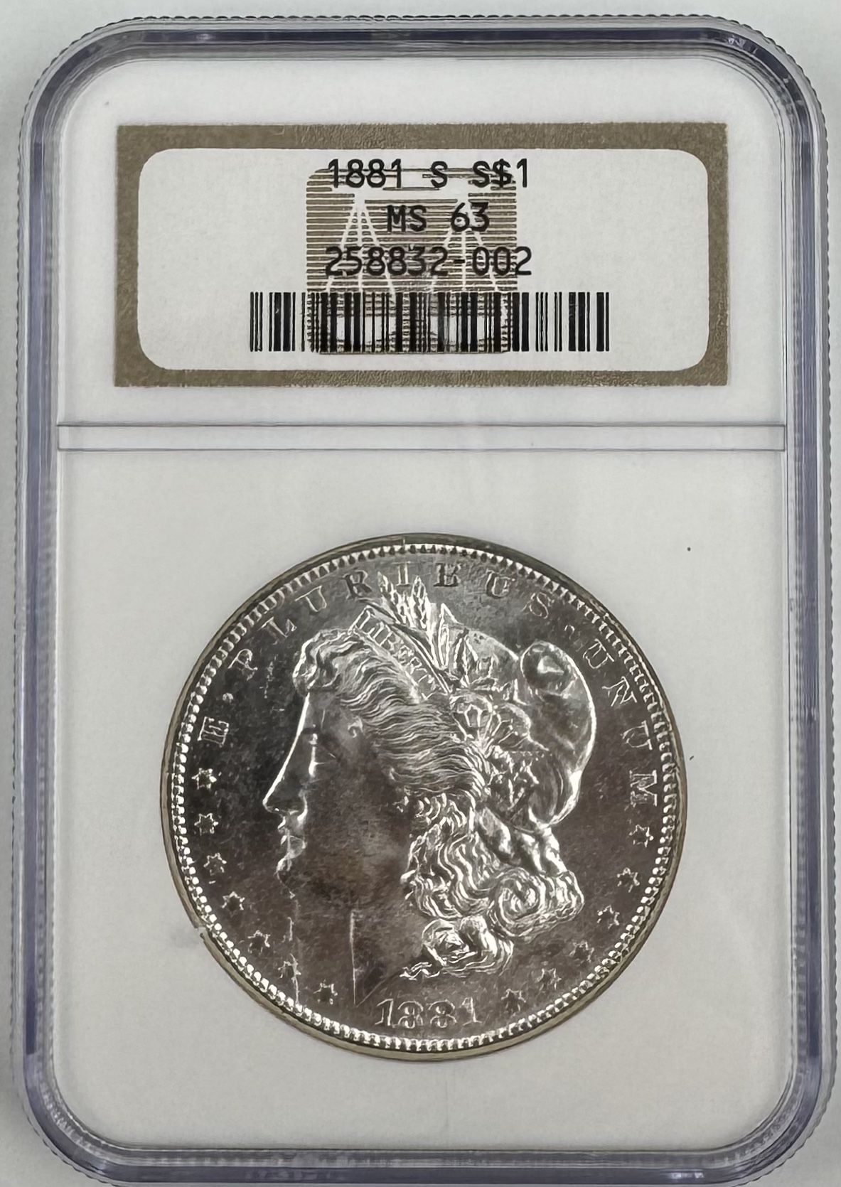 1881 S Morgan Silver Dollar NGC MS63 Graded