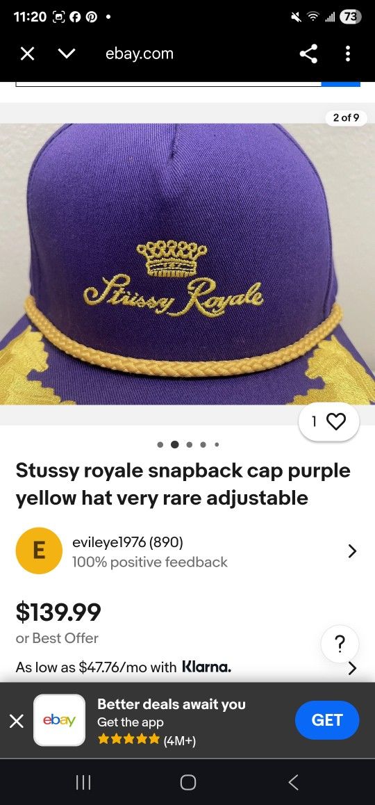 Stussy royale snapback cap purple yellow hat very rare adjustable