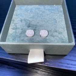 Silver Moissanite Earrings Set 
