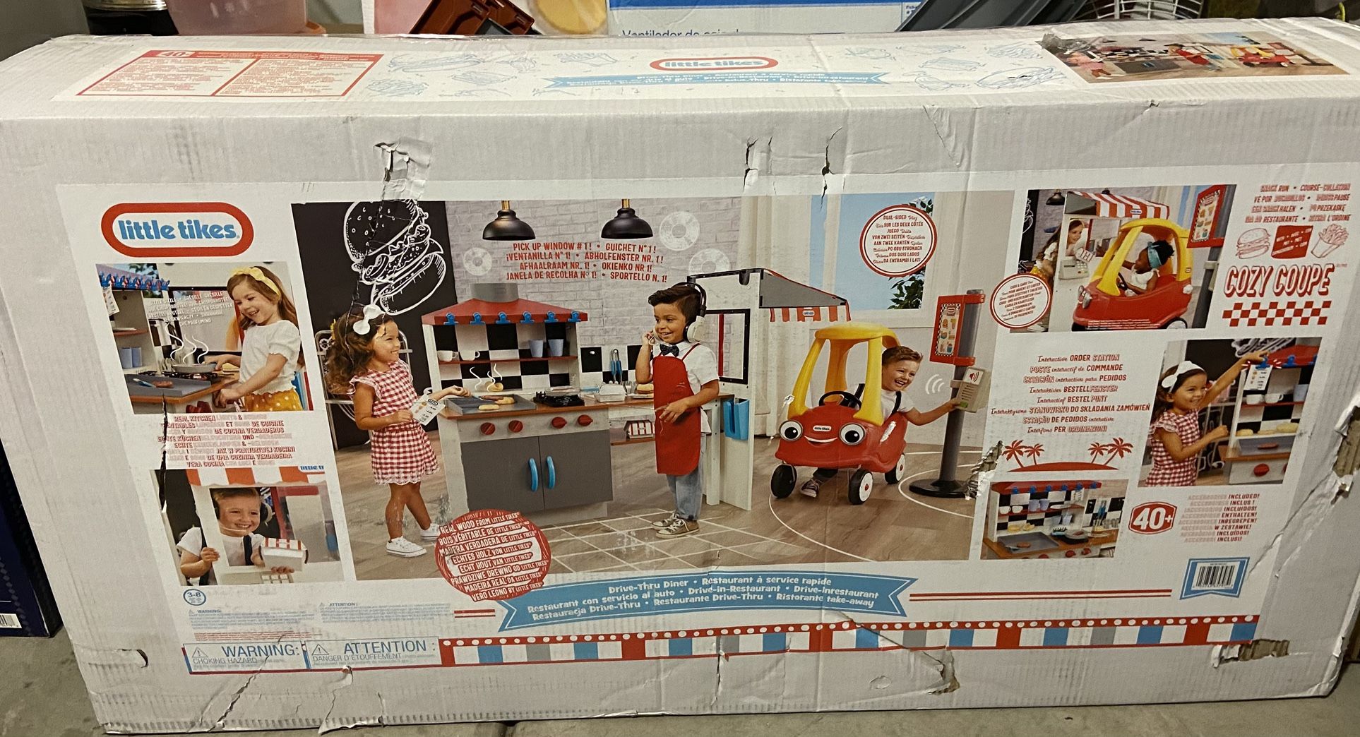 Little Tikes Drive Thru Diner Kids Wooden Kitchen Play Set Lights Sounds