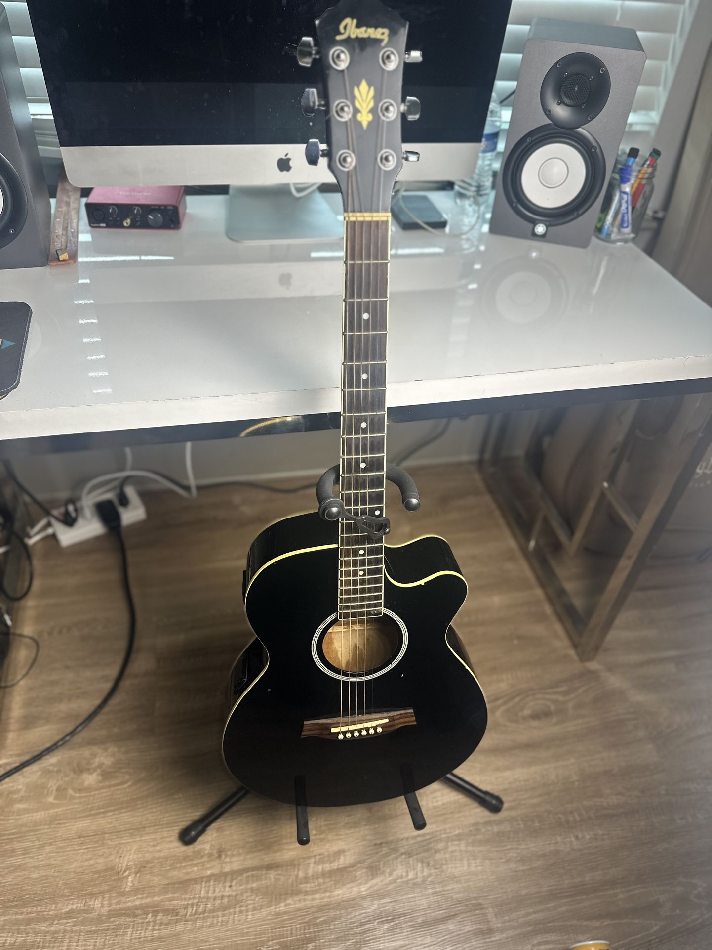Ibanez AEG5EJP-BK Electric-Acoustic Guitar - Good Condition, Includes Soft Case