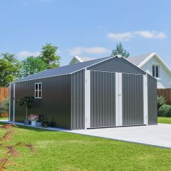 12x20 FT Shed Outdoor Metal Garage Shed with Spacious 1810 CUFT Capacity, Durable Double-Door Design, All-Weather Protection for Secure Vehicle and Eq
