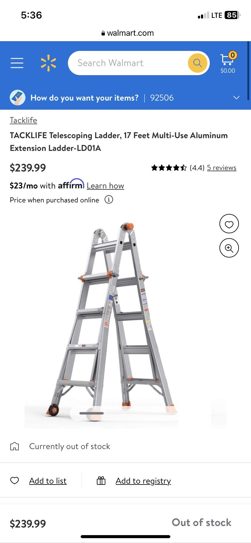 TACKLife Telescoping Ladder