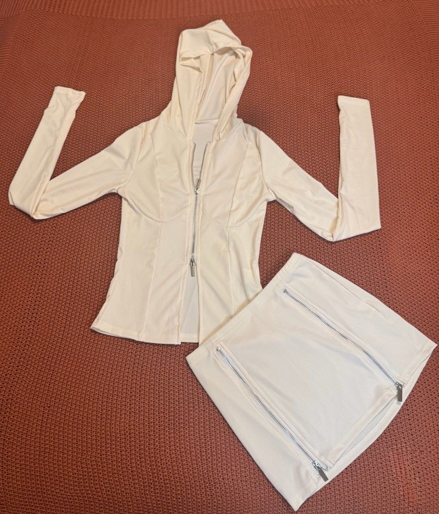 Beige Jacket And Skirt Set