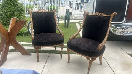 Pair of Vintage French Style Carved Armchairs – $200