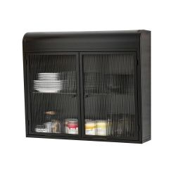2 Door Wall Mounted Metal Storage Cabinet with Glass Doors and Shelves