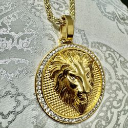 Stainless Steel 14 K Gold Plated Chain And Pendant 