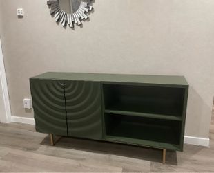 Green Sideboard / Buffet Cabinet with Gold Base