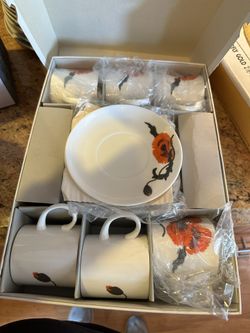 Vtg. Wedgwood Cornpoppy Susie Copper Design (6Sets) Demitasse Cups & Saucers