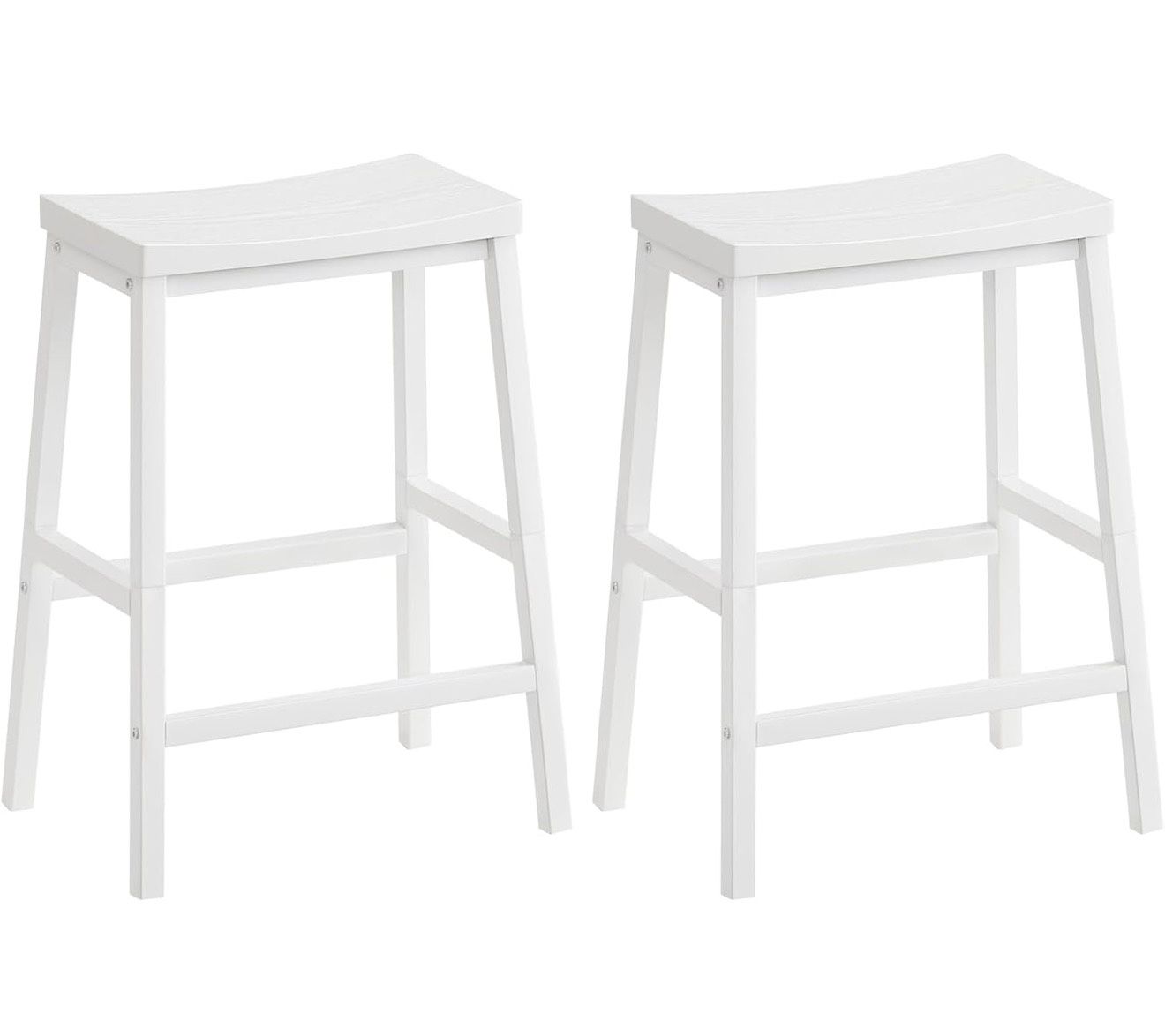 Bar Stools, Set of 2, White 23.6 Inch, Industrial, Saddle Stools, Kitchen Counter Seat, with Footrests, for Dining Room, Kitchen, Counter