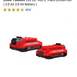 CRAFTSMAN V20 20 -Volt 2 -Pack Lithium-ion ( 2.0 Ah 2.0 Ah Battery )