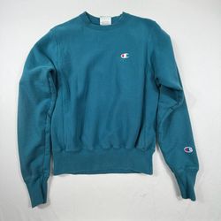 Champion Reverse Weave Crewneck Sweatshirt XS Teal Blue