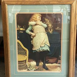 Framed print of "Coaxing is Better than Teasing" by Charles Burton Barber.