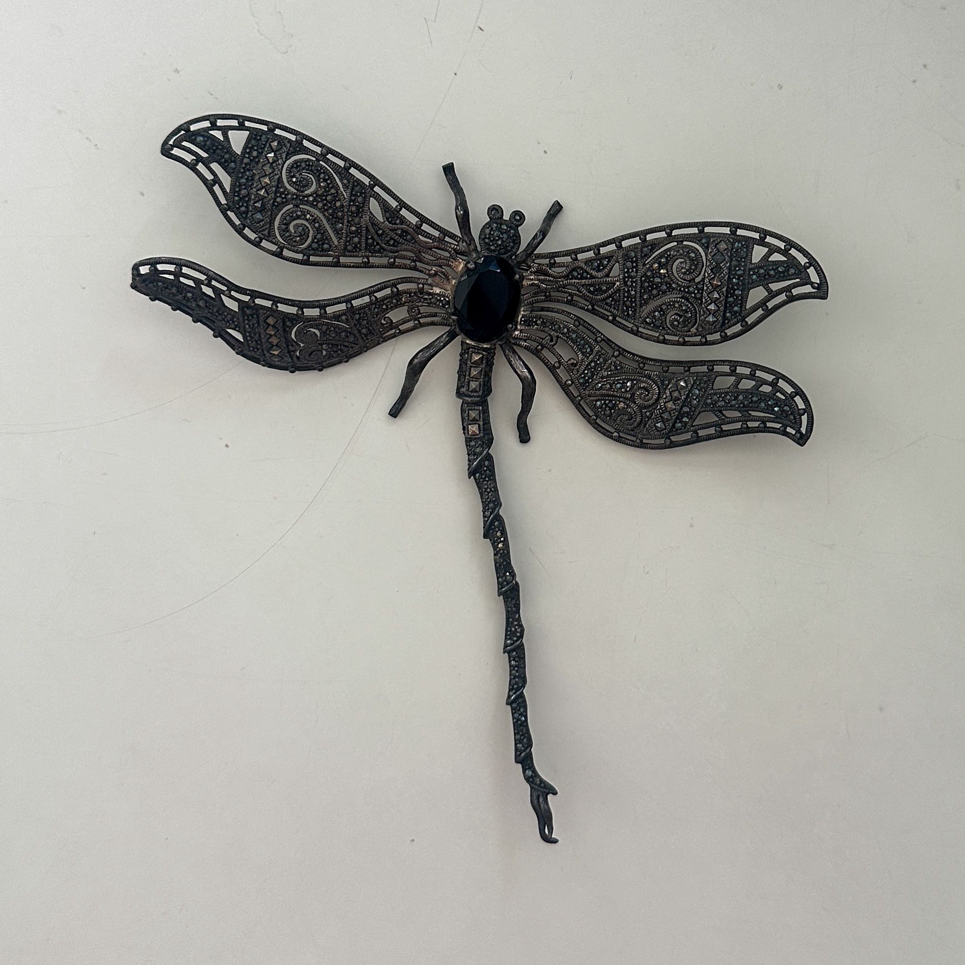 Dragonfly Metal Brooch Pin With Red Gem