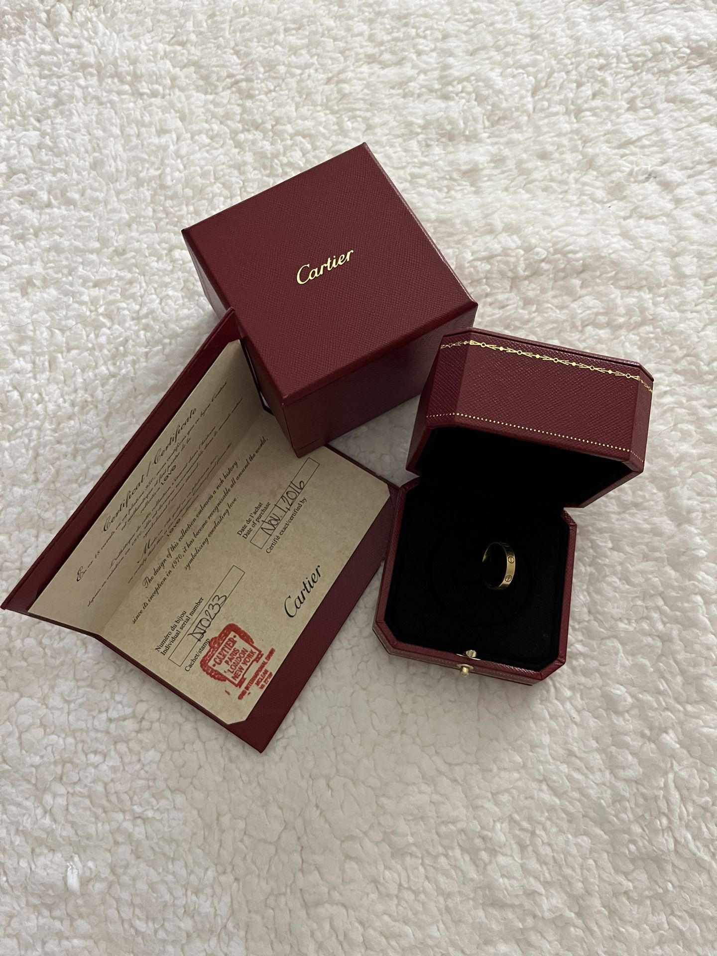 Authentic Cartier Red Paper Gift Bag With Ring & Necklace Jewelry Empty Box  Lot