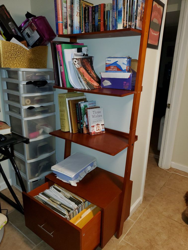 Bookshelf with filing cabinet draw