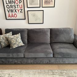 Slate Blue-Gray Sofa - 102” Long - Stain-Resistant Fabric