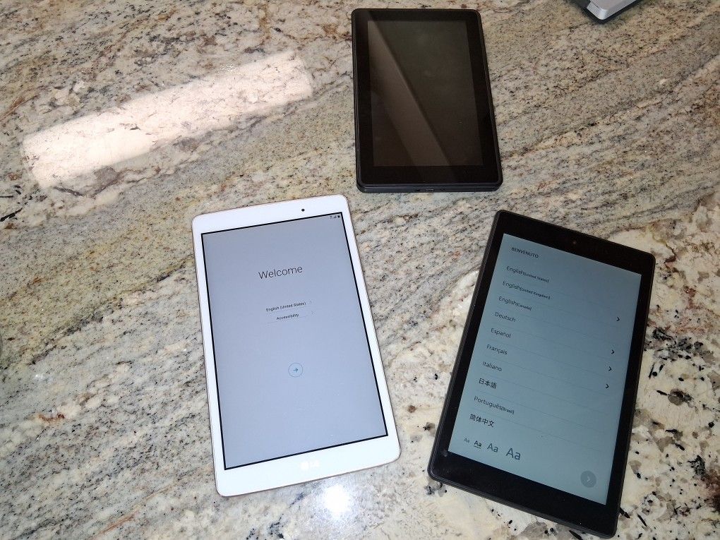 8 Inch Tablets In New Condition LG Amazon Kindle $20 Each Each With Charger