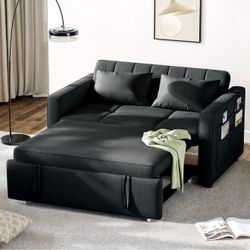 55" Convertible Sofa Bed, 3-in-1 Sleeper Sofa with Pull-Out Bed