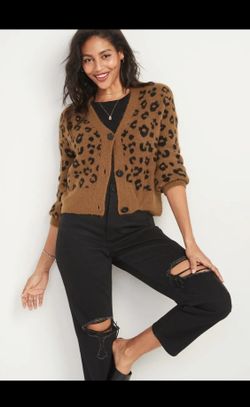 Old Navy Cozy Leopard Cardigan Sweater XXL