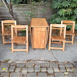MCM Wood Drop Leaf Gateleg Storage Table & Chairs Set