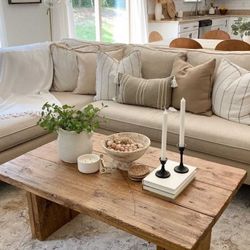 Custom coffee table farmhouse Wood  Modern Rustic Center Oval Set End Table Side Table  Storage Monastery Set Chest  Restoration hardware Carpenter