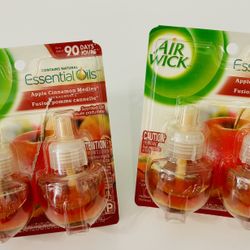 Air Wick Apple Cinnamon Medley Scented Essential Oil Refills Two Twin Packs