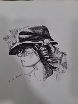 Original Drawing (INK) Artwork, Girl portrait