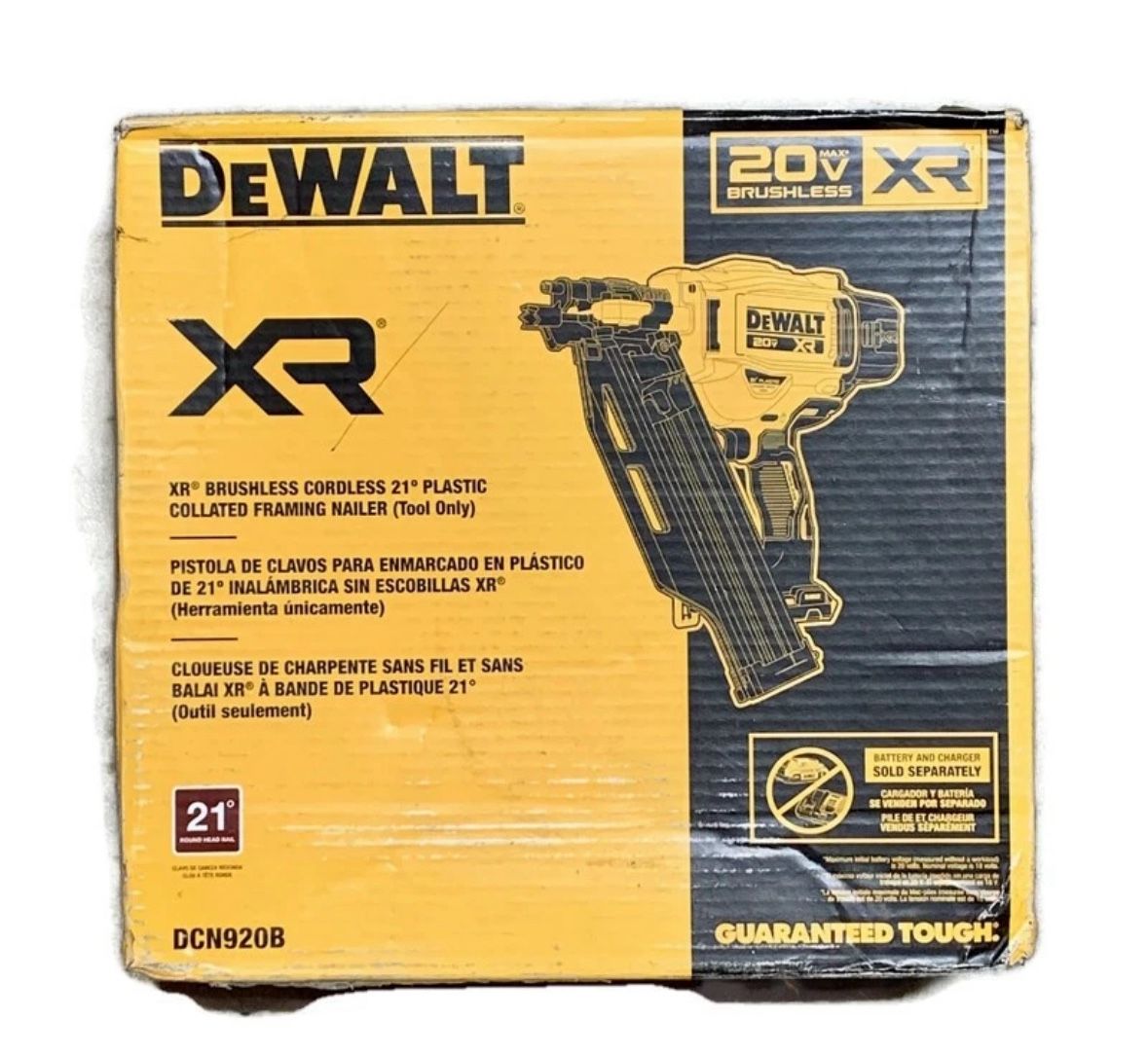 DEWALT DCN920B 20V MAX Cordless 21 Degree Plastic Framing Nailer TOOL ONLY