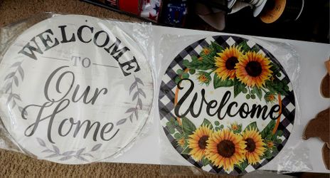 Lot of 2 Decor/Wreath Signs NEW!!