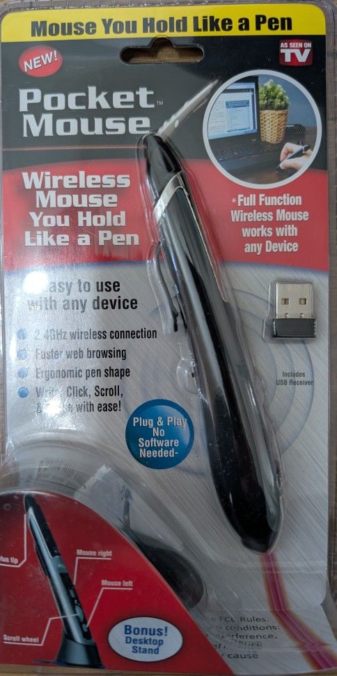 Pocket Mouse As Seen On TV. Wireless Mouse You Use Like A Pen. Brand New.