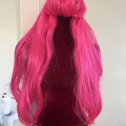 Hot pink long wing with bangs